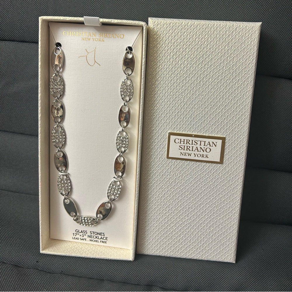 Christian Siriano Silver and Glass Stone Crystal Necklace - Picture 2 of 4